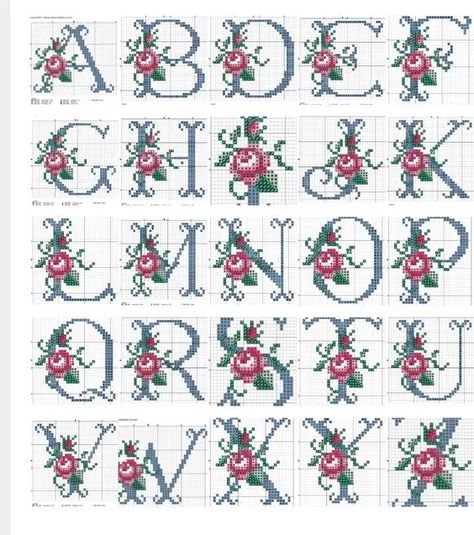 Monogramas em Ponto Cruz: Guia Completo Fonts Cross Stitch, Cross Stitch Monogram Patterns, Cross Stitch Necklace, Monogram Cross Stitch, Unique Cross Stitch, Flowers Cross Stitch, Cross Stitch Alphabet Patterns, Cross Stitch Tutorial, Cross Stitch Fonts