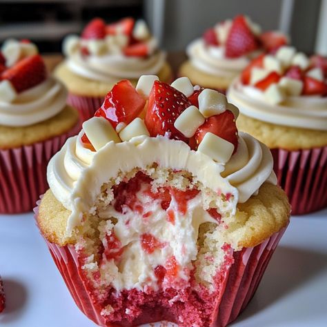 White Chocolate Strawberry Cupcakes – A Sweet Symphony of Flavors Chocolate Strawberry Cupcakes, Birthday Cake Decorating Ideas, Cake Decorating Ideas, Strawberry Cupcakes, Sweet Snacks Recipes, Chocolate Strawberry, Delicious Snacks Recipes, Fresh Strawberries, Fun Baking Recipes