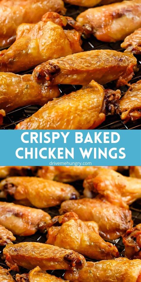 Crunchy Baked Chicken Wings, Crispy Chicken Wings In The Oven, Baking Powder Chicken Wings, Wings Recipe Oven, Chicken Wings In The Oven, Baked Wings Oven, Oven Chicken Wings, Wings Recipe Baked, Wings Recipes