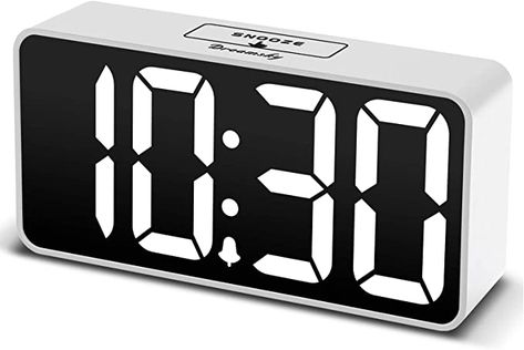 Amazon.com: DreamSky Compact Digital Alarm Clock with USB Port for Charging, 0-100% Brightness Dimmer, White Bold Digit Display, 12/24Hr, Snooze, Adjustable Alarm Volume, Small Desk Bedroom Bedside Clocks.: Home Audio & Theater Small Bedroom Desk, Clock For Bedroom, Desk Alarm Clock, Big Numbers, Bedside Clock, Bedroom Large, Bedside Desk, Radio Alarm Clock, Radio Clock