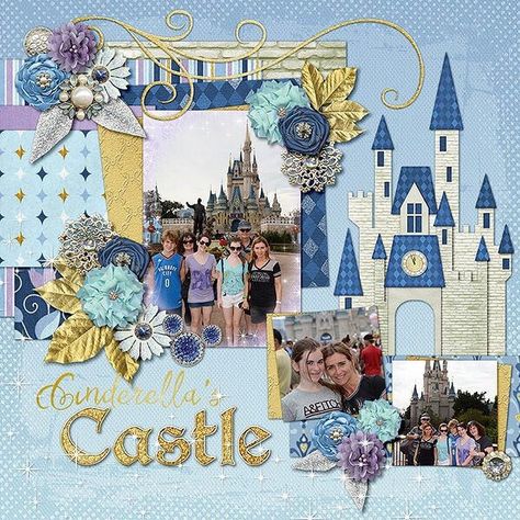 Bridal Shower Scrapbook, Paper Bag Scrapbook, Scrapbook Disney, Cinderella's Castle, Disney Scrapbooking Layouts, Vacation Scrapbook, Disney Scrapbook Pages, Disney Memories, Scrapbook Collection