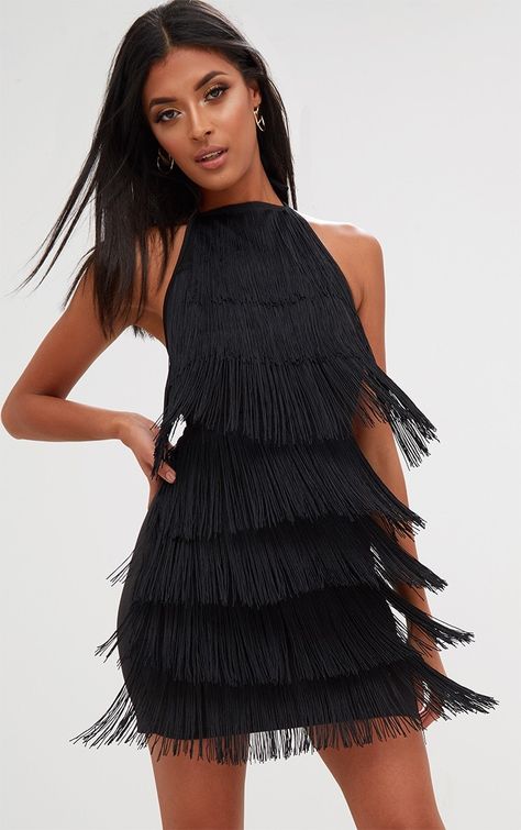 Flapper Costume, Tassel Dress, Fringe Dress, Black Fringe, Black Women Fashion, Ladies Dress Design, Costume Dress, Gatsby, Cocktail Party