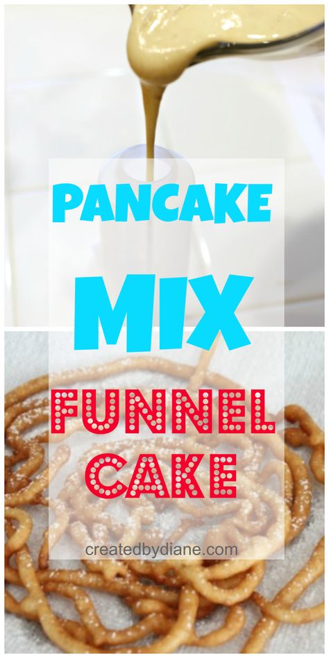 Pancake Mix Funnel Cake, Funnel Cake Recipe Easy, Cake Mix Pancakes, Funnel Cake Bites, Funnel Cake Fries, Homemade Funnel Cake, Funnel Cake Recipe, Dessert Oreo, Aunt Jemima