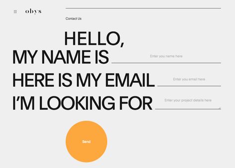 Contact Form based on Typography for web design inspiration added by Awwwards to contact form, typography, form Contact Form Web Design, Awwwards Web Design, Web Design Form, Form Web Design, Contact Form Design, Form Ui Design, Web Form Design, Form Design Web, Form Ui