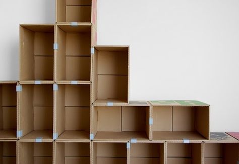 DIY Cardboard Projects - Bob Vila  perfect for my craft closet redo! do not have to buy expensive cubes!!!!! Carton Diy, Cardboard Storage, Diy Organizer, Diy Storage Boxes, Box Shelves, Craft Show Displays, Bookshelves Diy, Diy Cardboard Furniture, Craft Booth