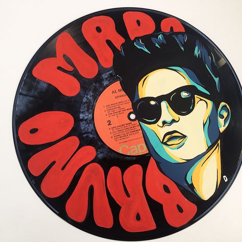 Bruno mars art Bruno Mars Art, Mars Art, Vinyl Record Art Ideas, Painted Records, Vinyl Paintings, Painted Vinyl Records, Record Painting, Circle Canvas, Vinyl Poster