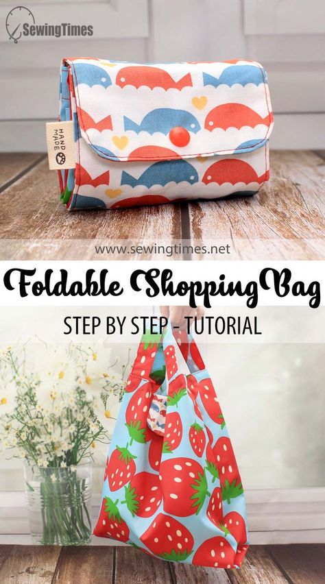 Sew Foldable Shopping Bag, Foldable Tote Bag Pattern, Reusable Shopping Bags Diy, Reusable Shopping Bag Pattern, Reusable Grocery Bags Pattern, Diy Reusable Grocery Bags, Diy Grocery Bags, Shopping Bags Diy, Grocery Bag Pattern