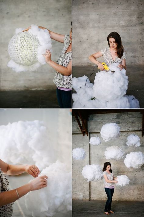 8. DIY Cloud Wedding Backdrop BY MEG KEENE! Elegant doesn't mean expensive do it your self for a budget wedding. floating clouds for an all white wedding. dreamy wedding decor styling and decorations. craft ideas for your wedding day! backdrop inspiration for barn weddings inexpensive wedding tips and tricks. wedding hacks. Balon Cu Aer Cald, Hiasan Perkahwinan, Diy Clouds, Diy Wedding Backdrop, Bedroom Crafts, All White Wedding, Practical Wedding, Diy Porch, Diy Event