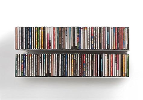 CD and DVD shelves - Set of 2 UCD TEEbooks - L 60 cm, D 15 cm, H 15 cm - White Cd Shelves, Cd Wall, Grey Shelves, Bibliotheque Design, Cd Storage, Bookcase Design, Regal Design, Vinyl Record Storage, Shelf Lighting