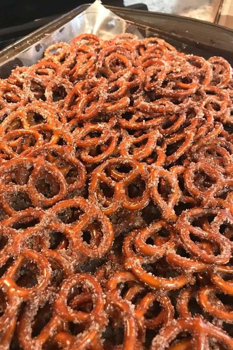 Cinnamon Sugar Pretzels On Baking Sheet Baked Cinnamon Sugar Pretzels, Cinnamon Sugar Pretzel Sticks 12 Tomatoes, Sweet Pretzels Recipe, Dots Cinnamon Sugar Pretzels Recipe, Cinnamon Pretzels Easy, Carolina Spiced Pretzels, Cinnamon Pretzels Recipe, Uses For Pretzels, Cinnamon Pretzel Sticks