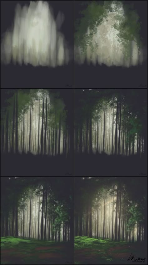 Forest Digital Painting, Guide Illustration, Illustration Environment, Nature Sketchbook, الفن الرقمي, Istoria Artei, Lush Forest, Concept Art Tutorial, Color Study