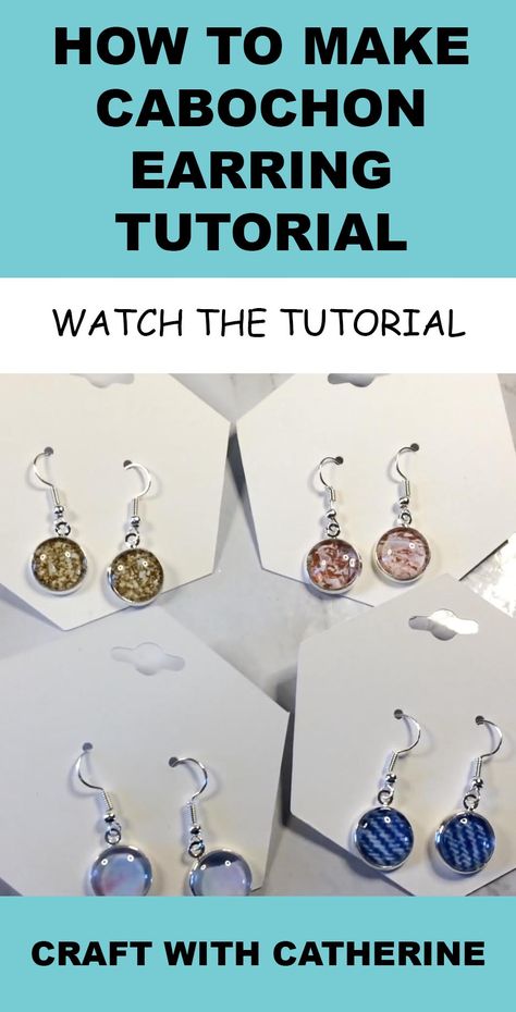 Cabochon Necklace Diy, Cabochon Setting Ideas, Bezel Earrings Diy, Cabachon Jewelry Diy, How To Make Stud Earrings, Charm Earrings Diy, Diy Cabochon Earrings, Cabochon Jewelry Diy, Cabachon Ideas