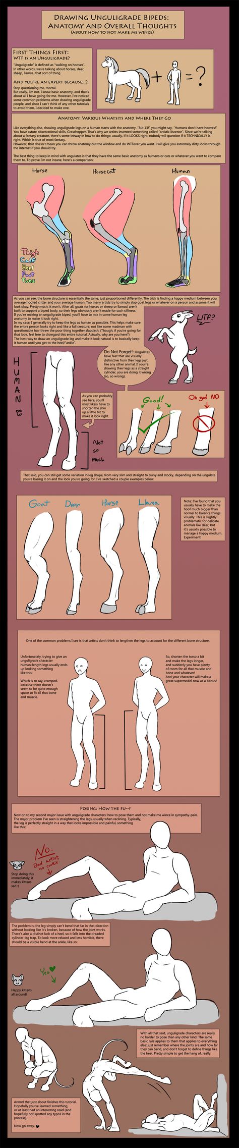 How To Draw Unguligrade Bipeds (IE: Hoofed People) by ~The13thBlackCat on deviantART How To Do Perspective Drawing People, Digi Legs Tutorial, Body Types Drawing Reference, Practicing Perspective, Anthro Anatomy, Drawing Bodies, Drawing Male, Human Animal, Anatomy Drawing