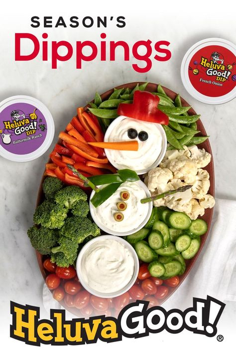 Snowman Crudité Board Winter Party Food For A Crowd, Veggie Snowman, Crudite Platter, Christmas Eats, Charcuterie Inspiration, Holiday Snacks, Veggie Tray, Christmas Food Dinner, Cookie Party