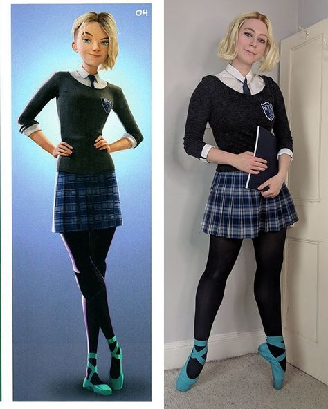 Maria on Instagram: “2019 cosplay roundup continues with Gwen Stacy. 📘 This was not at all something I originally planned to make, but as I was working on the…” Gwen Stacy Costume, Gwen Stacy Cosplay, Spider Cosplay, Gwen Cosplay, Cosplay Skirt, Spider Gwen Cosplay, School Uniform Fashion, Girl Cosplay, Ghost Spider