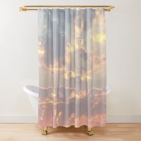 Sky Clouds Shower Curtains | Redbubble Cloud Bathroom, Cloud Texture, Curtain Texture, Button Holes, Junior Year, Fabric Shower Curtains, Curtains For Sale, Sky And Clouds, Sky Clouds