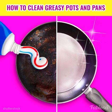 Fabiosa Belle - How to clean greasy pots and pans and make them sparkle again Clean Burnt Pots, Air Fryer Pan, Cleaning Pans, Flower Fertilizer, Kitchen Pans, Clean Pots, Cleaning Items, Cleaning Chemicals, Rainbow Crafts