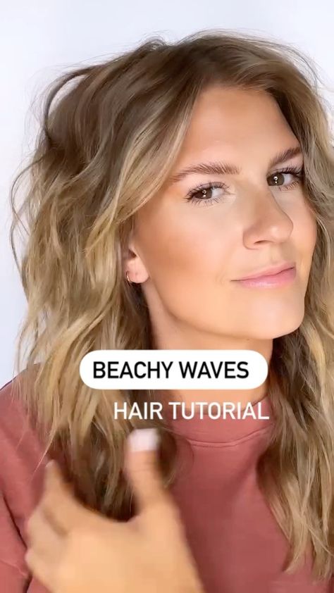 Undone Waves Tutorial, Beach Wave Mid Length Hair, Volume Beach Waves, How To Get Textured Waves, Textured Waves Hair Tutorial, Beachwave Curls With Flat Iron, How To Create Beachy Waves, Beach Waves For Short Hair With Flatiron, Very Loose Curls