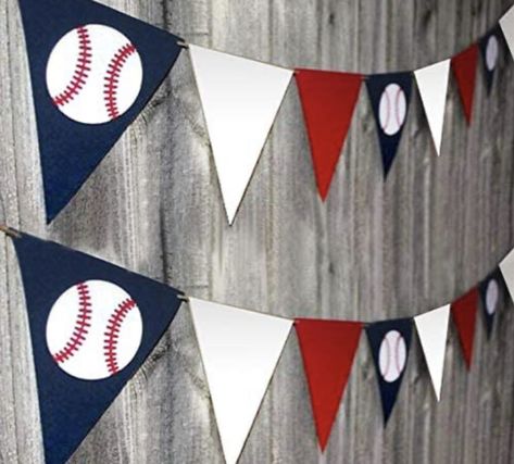 Gold Bachelorette Party Decorations, Birthday Pennant, Baseball Party Decorations, Triangle Bunting, Baseball Baby Shower Theme, Baseball First Birthday, Baseball Flag, Baseball Theme Party, Baseball Room