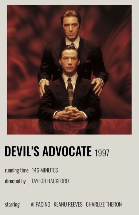 The Devils Advocate Poster, Devils Advocate Poster, Devils Advocate Aesthetic, Devil’s Advocate, Devils Advocate Movie, Philosophical Movies, Best Tv Shows To Watch, Me And The Devil, The Devil In Me