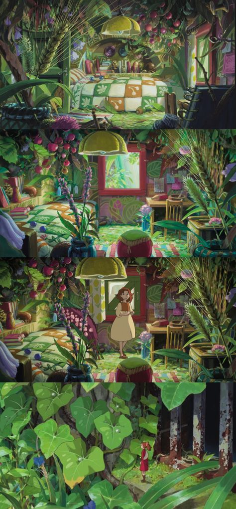 Arrietty Bedroom Stills Arrietty Bedroom Aesthetic, Studio Ghibli Art Arrietty, Arriety Ghibli Bedroom, Arrietty House Interior, Arrietty Landscape, Studio Ghibli Wallpaper Arrietty, Ariety Studio Gibli, Studio Ghibli Secret World Of Arrietty, Arrietty Ghibli Wallpaper