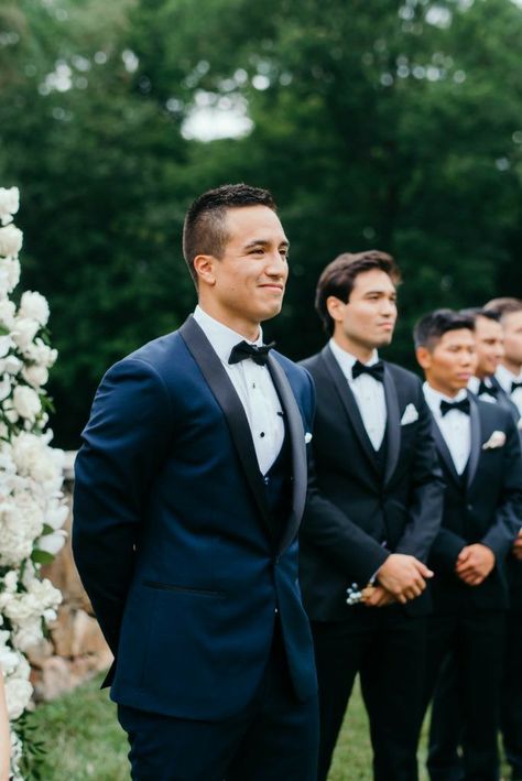 Navy Tuxedo Wedding, Groomsmen Attire Navy, Black Groomsmen Suits, Navy Blue Groomsmen, Tuxedo Wedding Groomsmen, Blue Tuxedo Wedding, Navy Blue Groom, Blue Groomsmen Suits, Blue Groomsmen