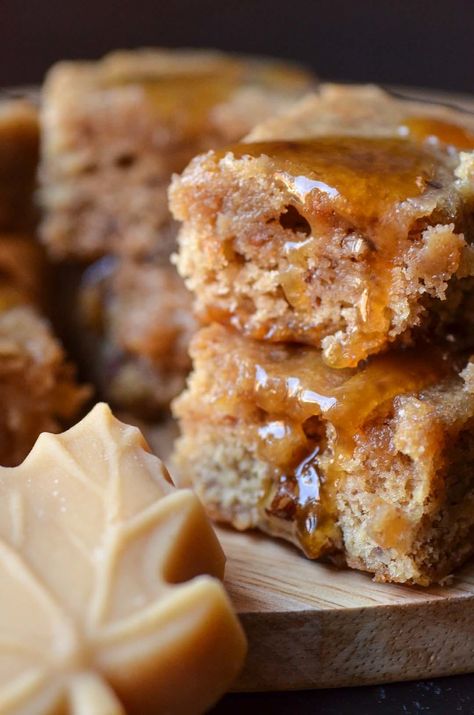 Quick Recipe: Maple Pecan Blondies with Maple Butter Glaze — Recipes from The Kitchn Maple Pecan Blondies, Maple Butter Glaze, Pecan Blondies Recipe, Pecan Blondies, Butter Glaze, Maple Butter, Blondies Recipe, Maple Pecan, Sweet Caroline