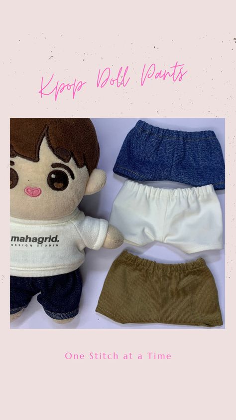 Plush Doll Clothes Pattern, Skzoo Clothes Pattern, Pants Free Pattern, Skzoo Clothes, Plush Clothes, Pattern Step By Step, Sewing Templates, Doll Clothes Patterns Free, Dolls Clothes Diy