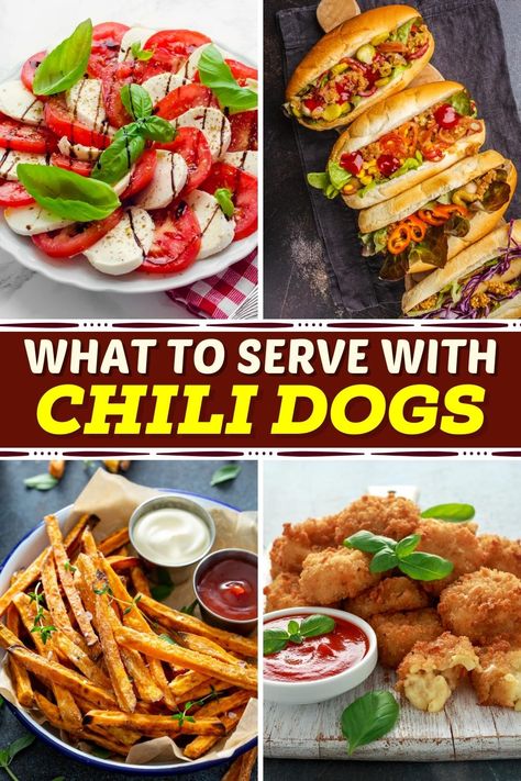 What to Serve with Chili Dogs Loaded Chili Dogs, Chili Cheese Dogs Sides, Chili Dog Party, What To Serve With Chili Dogs, Chili Dogs Sides, Side Dishes With Hot Dogs, Side Dishes For Chili Dogs, Chili Dog Side Dishes, Chili Dog Bar Ideas