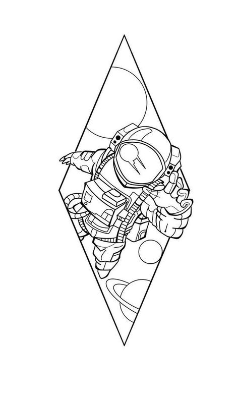 Traceable Tattoo Designs, Space Tattoo Outline, Space Tattoo Stencil, Astronaut Tattoo Stencil, Astronaut Outline, Geometric Space Tattoo, Stencil Outline Tattoo, Astronaut Tattoo Design, Astronaut Sketch