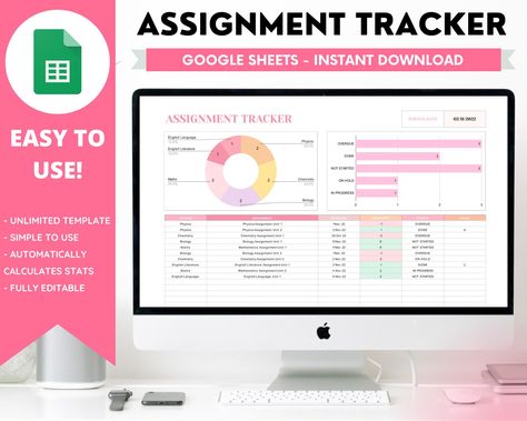 #Google_Sheets_Study_Planner #Assignment_Tracker_Google_Sheets #Study_Spreadsheet #Google_Sheets_Tips Google Sheets Study Planner, Assignment Tracker Google Sheets, Study Spreadsheet, Google Sheets Tips, Study Planner Free, School Planner Template, Spreadsheet Design, Assignment Tracker, Homework Tracker