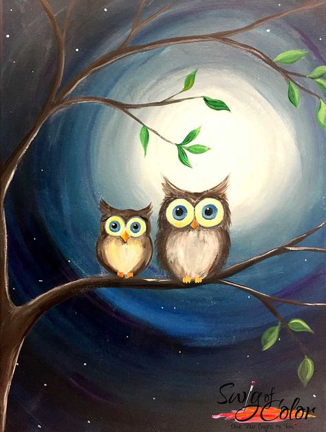 Explore Swig of Color's photos on Flickr. Swig of Color has uploaded 116 photos to Flickr. Owl Canvas Painting, Painting Owls, Two Owls, Owl Artwork, Owl Canvas, Colour Painting, Owls Drawing, Easy Canvas Painting, 수채화 그림