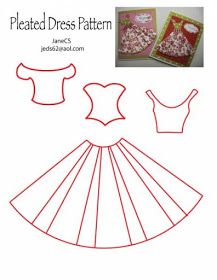 Paper Dress Template, Pleated Dress Pattern, Paper Dress Patterns, Vintage Handkerchiefs Crafts, Origami Dress, Dress Card, Card Making Templates, Quilled Paper Art, Paper Dress