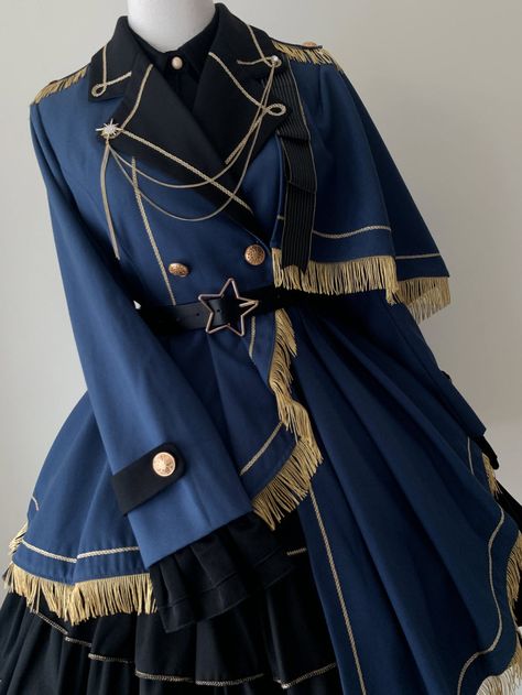 The Honored Knight Military Lolita Jacket, Blouse and Skirt Set Knight Aesthetic Outfit, Knight Uniform, Blue Uniform, Military Aesthetic Outfit, Sailor Outfit Anime, Knight Dress, Military School Uniform, Military Uniform Female, Knight Outfit