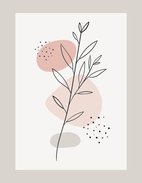 Boho Painting Ideas Bedrooms, Cute Boho Drawings, Boho Wall Painting Ideas Diy, Minimalist Art Line, Boho Line Art Painting, Simple Botanical Art, Cute Boho Paintings, Asthetic Flower Drawings, Canvas Painting Ideas Minimalist