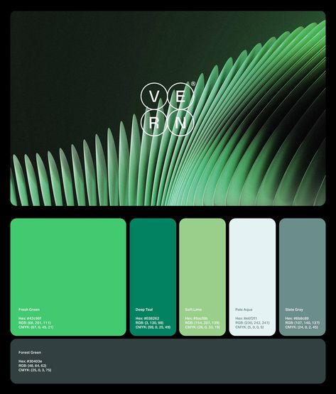 VERN | Branding & Visual Identity :: Behance Green Visual Identity, Tech Company Branding Visual Identity, Green Brand Identity Design, Tech Branding Design Visual Identity, Visual Identity Presentation, Moodboard Branding Visual Identity, Green Brand Identity, Brand Identity Presentation, Energy Branding