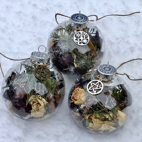 Yule Witch Ball, Ornament, Home Blessing Yule Ball Ornament, Witchy Christmas Tree Ornaments, Yule Craft Ideas, Witch Balls Diy Yule, Witchy Yule Decor, Yule Ball Party, Yule Witch Ball, Witchy Ornaments, Witchy Christmas Ornaments