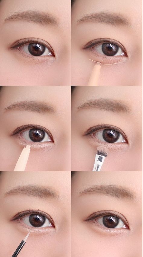 Aegyo-Sal Tutorial | Korean Eye Makeup Look | Ulzzang Downturned Eyeliner, Asian Makeup Tutorials, Korean Makeup Tips, Under Eye Makeup, Mekap Mata, Korean Makeup Look, Makeup Wallpapers, Korean Makeup Tutorials, Doll Eye Makeup