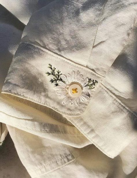 Embroidered Flowers, White Shirt, Embroidery, Flowers, White