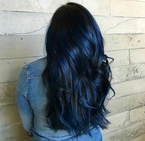 Blue Black Hair Color, Charcoal Hair, Midnight Blue Hair, Blue Hair Highlights, Hair Doo, Blue Black Hair, Medium Length Hair With Layers, Bright Hair Colors, Bright Hair