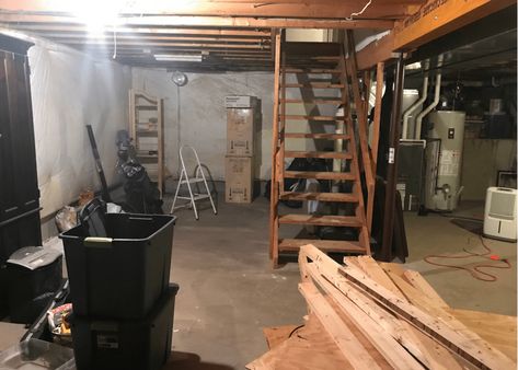 Furnace Room Makeover, Cheap Basement Remodel, Furnace Room, Basement Conversion, Small Basement Remodel, Old Basement, Add A Bathroom, Dream Basement, Small Basement