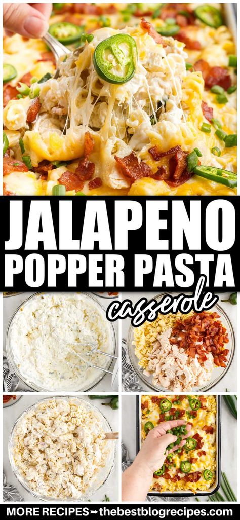 Jalapeno Casserole Recipe, Jalepeno Chicken Recipes, Chicken Pasta Casserole, Costco Rotisserie Chicken, Chicken Bacon Pasta, Popper Chicken, Jalapeno Popper Chicken, Cooked Chicken Recipes, Chicken Snacks