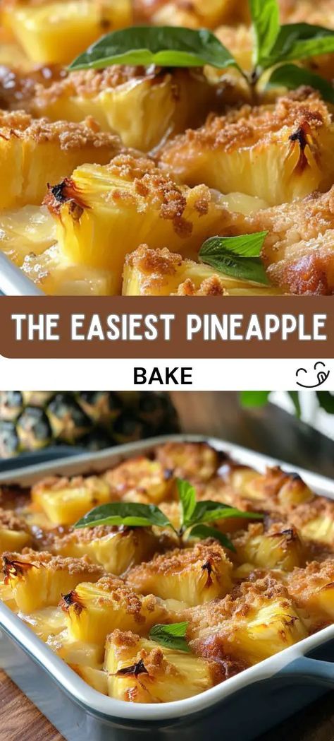 The Easiest Pineapple Bake Pineapple Bake, Pineapple Dessert Easy, Southern Recipes Desserts, Pineapple Dessert, Baked Pineapple, Pineapple Salad, Light Dessert, Roasted Pineapple, Butter Crackers