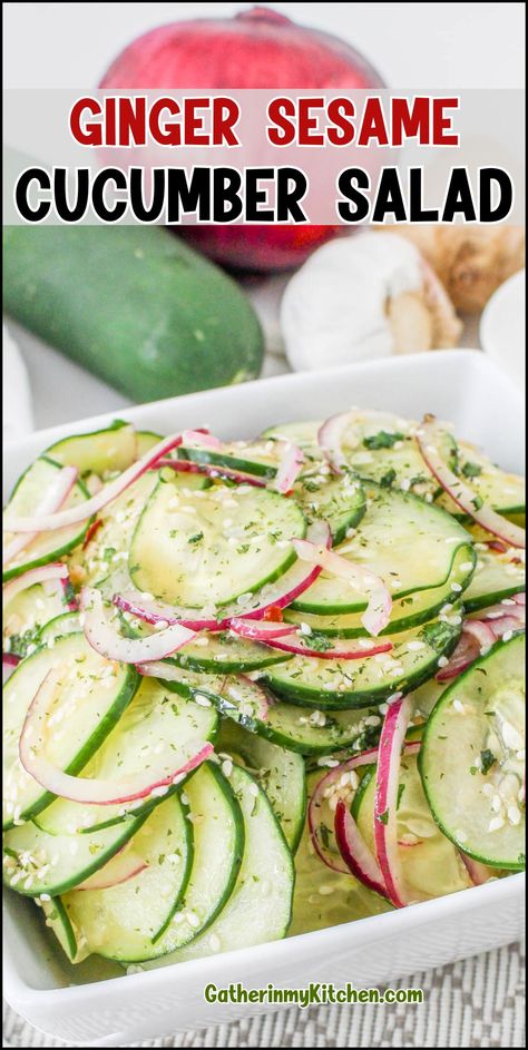 Elevate your cooking game with this Asian Cucumber Salad, a blend of refreshing cucumbers and a savory dressing featuring sesame oil and rice vinegar. It's an easy, quick recipe that’s simply irresistible! Cucumber Asian Salad, Cucumber Salad Dressing, Japanese Cucumber Salad, Cucumber Salad Vinegar, Asian Cucumber Salad, Vegetable Spring Rolls, Bbq Pork Ribs, Cucumber Slices, Creamy Cucumber Salad