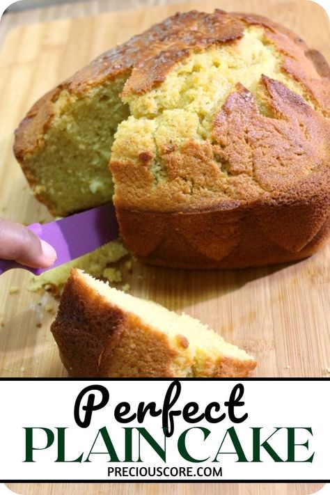 Here is the perfect Plain Cake for serving as breakfast, brunch, a snack or dessert. So many people have made this plain cake recipe with great success. It is fool-proof! Easy Plain Cake Recipe, Plain Cake Recipe, Cafe Lunch, Bakery Goods, Fluffy Dinner Rolls, Plain Cake, Basic Cake, Biscuits Easy, Fool Proof