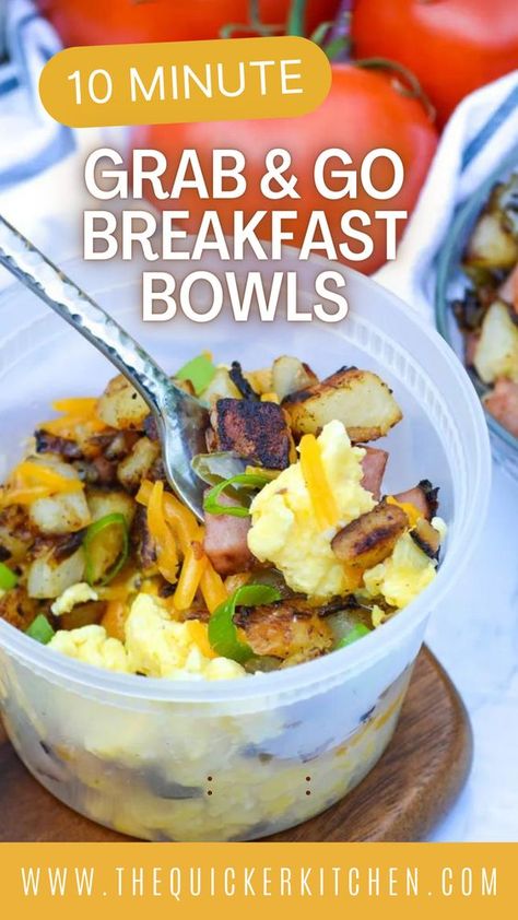 Make Ahead Breakfast Bowls, Fluffy Scrambled Eggs, Protein Packed Meals, Keto Diet Breakfast, Grab And Go Breakfast, Ham Cheese, Hash Brown, Good Foods To Eat, Make Ahead Breakfast