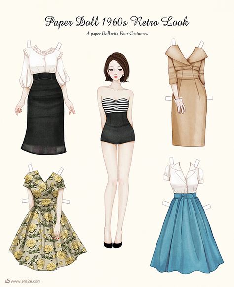 Paper Doll on Behance Vika Papper, Paper Dolls Clothing, Paper Doll Dress, Paper Dolls Printable, Dress Up Dolls, Vintage Paper Dolls, Paper Toys, Paper Doll, Printable Paper