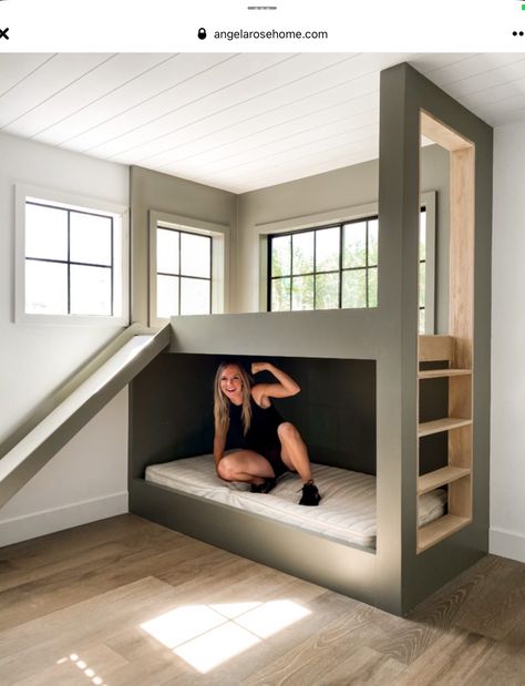 Rory Room, Bunk Bed House, Angela Rose Home, Star Bathroom, Modern Bunk, Bed Styles, Diy Loft, Bunk Bed Rooms, Angela Rose