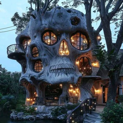 Skull House, Unusual Buildings, Beautiful Picture, Something Else, Skull Art, Scary Halloween, My House, Beautiful Pictures, Halloween