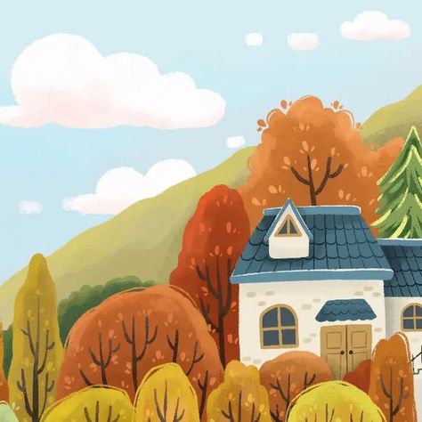 Rizka Nurfazrina on Instagram: "Cozy cottage ❤ #cozyautumndrawing challenge ✨ Timelapse video 👉  #illustration #autumn #artwork #cuteillustration #autumnillustration  #september #cozy #cottage #procreate" Fresco, Cartoon Houses Illustration, Cozy House Illustration, September Illustration, Procreate Timelapse, Cozy Illustration, Autumn Artwork, Cottage Illustration, Illustration Autumn